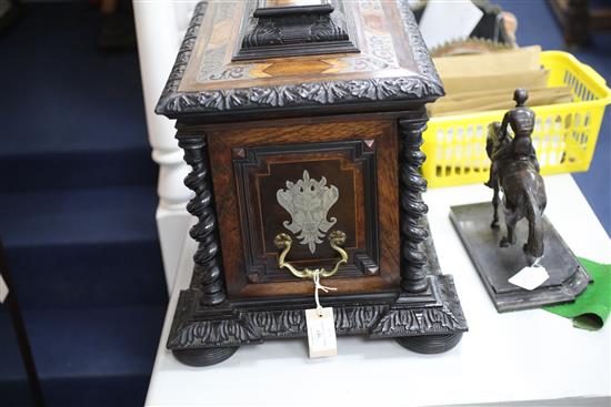 A 19th century Flemish ebony and rosewood table top cabinet, 19.5in.